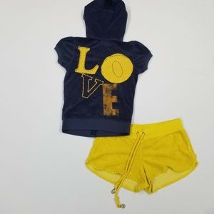 Vintage Juicy Couture Tracksuit Matching Set Jacket Shorts Medium Small Logo y2k